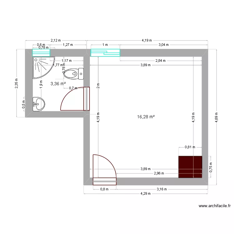 CH1 SINFRA. Plan de 2  et 20 m²