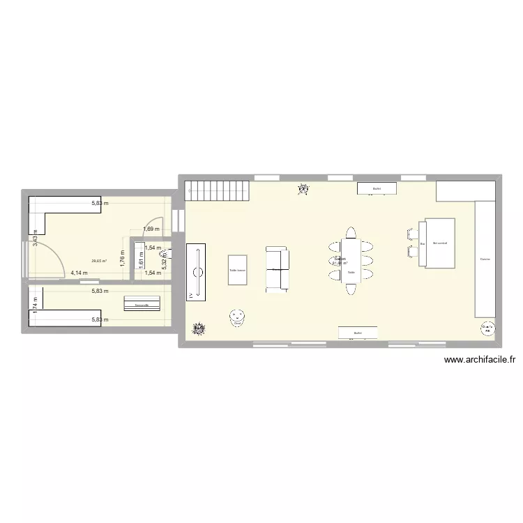 Atelier. Plan de 2 pièces et 111 m² Atelier. Plan de 2 pièces et 111 m²