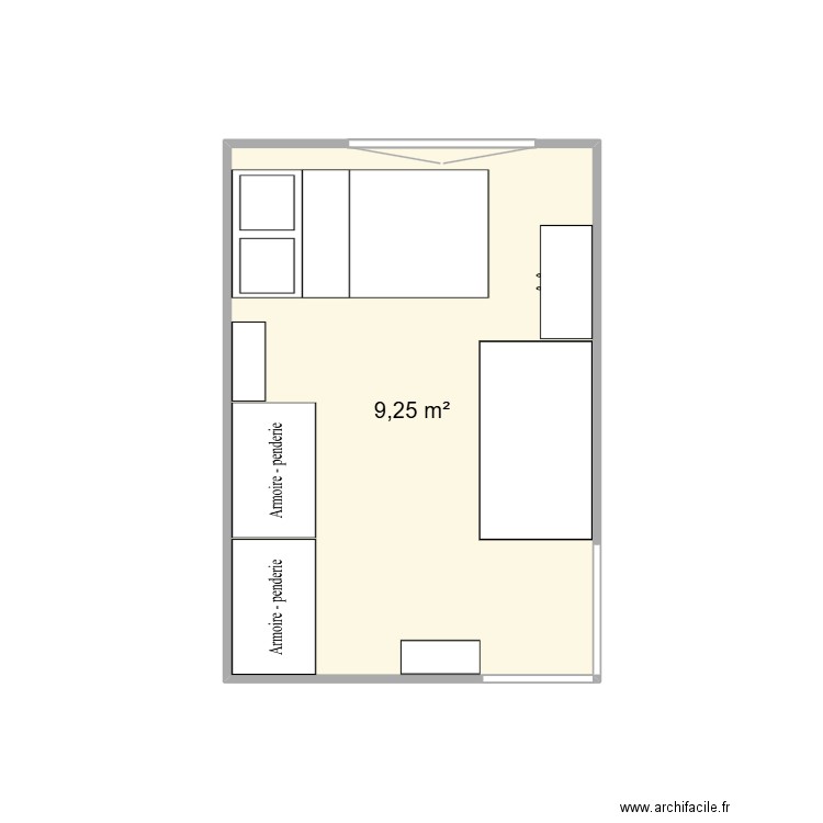 Bureau. Plan de 1 pièce et 9 m2