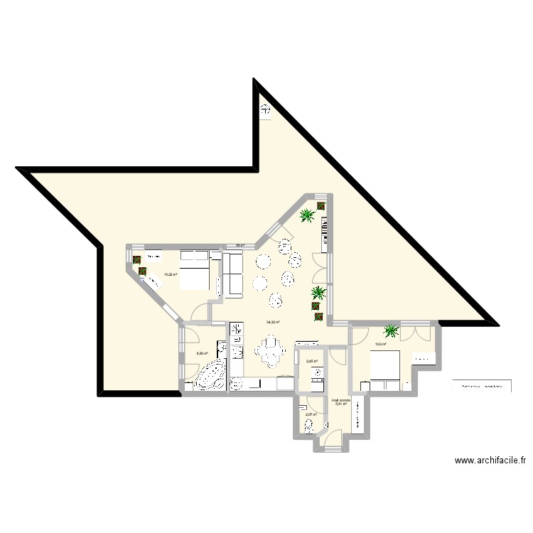 Renaudie v1bis - 2 bedrooms. Plan de 8 pièces et 160 m2