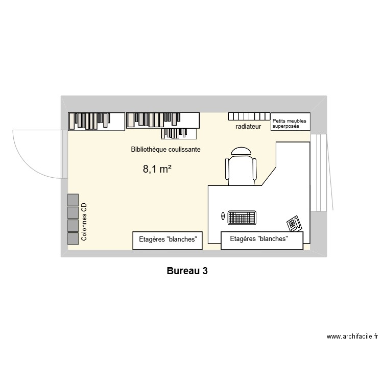 bureau 3. Plan de 0 pièce et 0 m2