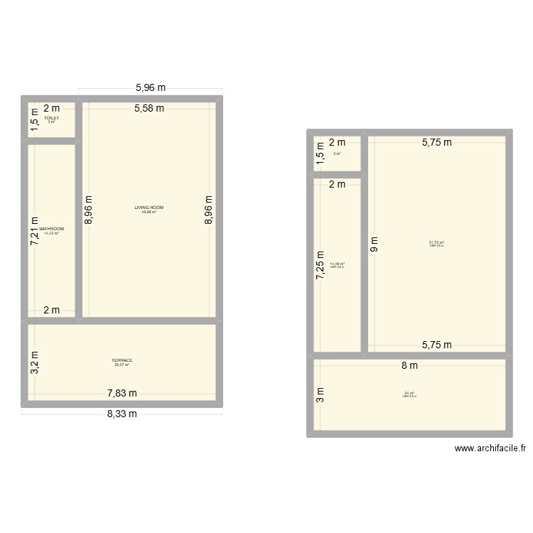 Ban1. Plan de 8 pièces et 186 m2