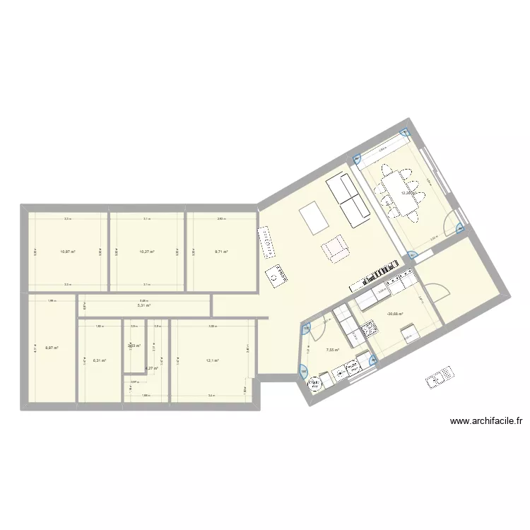 Maison Grisolles - Idée A2. Plan de 12 et 98 m² Maison Grisolles - Idée A2. Plan de 12 et 98 m²
