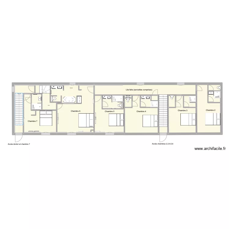 Chambres Grand Caugy n+1. Plan de 