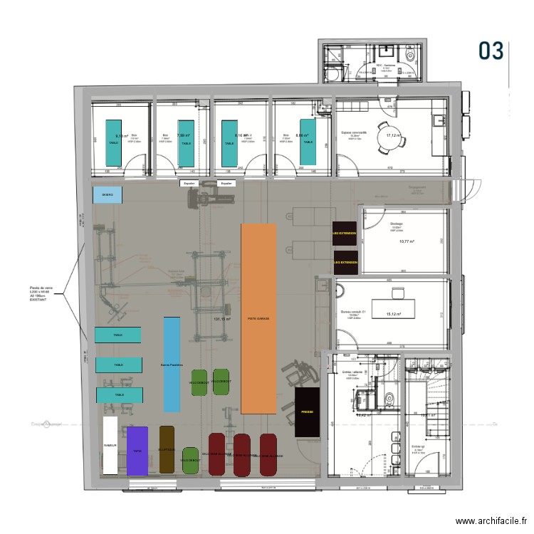 GARAGE. Plan de 10 pièces et 235 m2