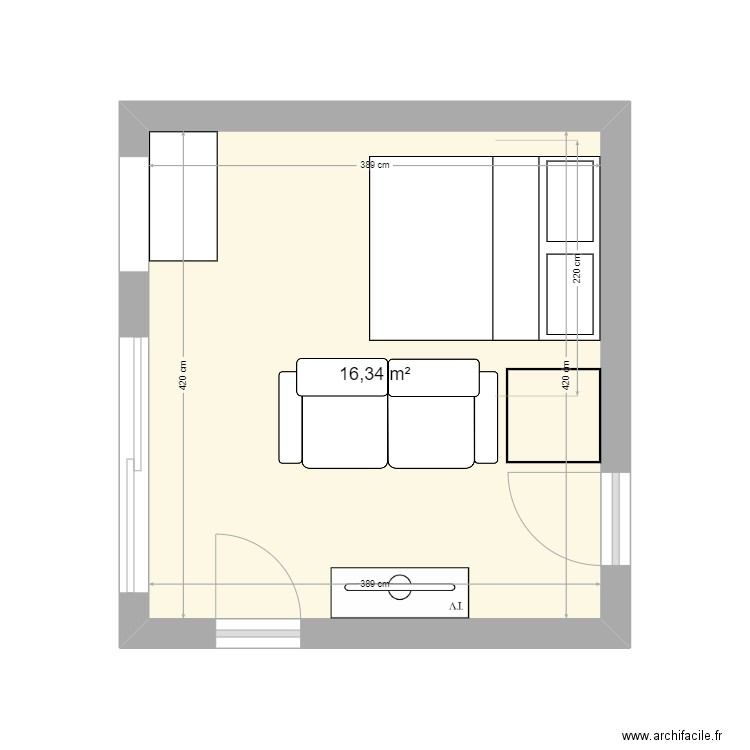 MAXIME. Plan de 1 pièce et 16 m2