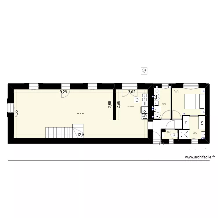 Balansun RDC.6. Plan de 7  et 167 m²