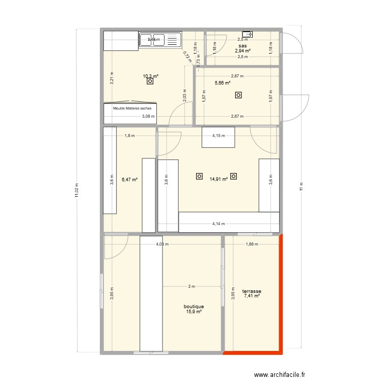 plan labo Mathieu juillet 2025. Plan de 7 pièces et 64 m2