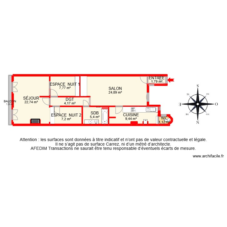 BI 32677 -. Plan de 17 pièces et 116 m2
