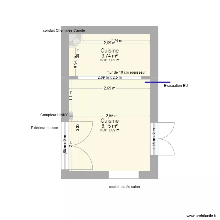 GRIMA. Plan de 2  et 12 m²