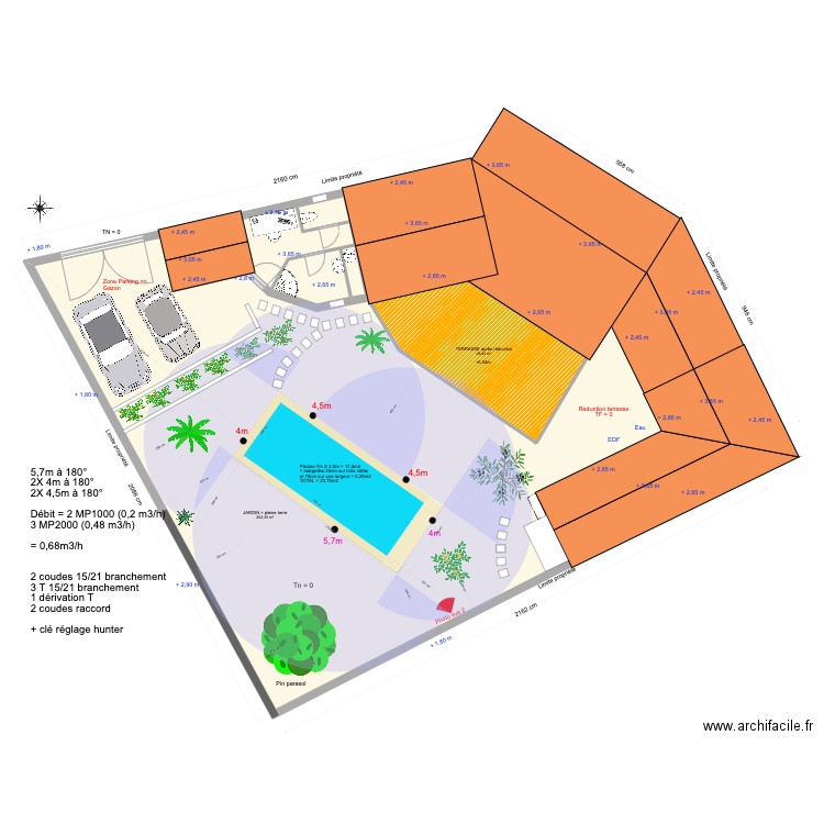 Bois plage travaux avec terrasse modifiée def urbanisme (13 dec 2023) ARROSAGE + PB. Plan de 20 pièces et 402 m2