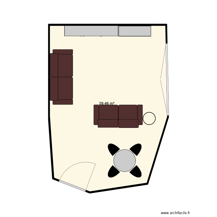 Salon Craetveld. Plan de 1 pièce et 29 m2