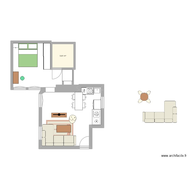 APPARTEMENT MARAIS AMENAGE. Plan de 1 pièce et 4 m2