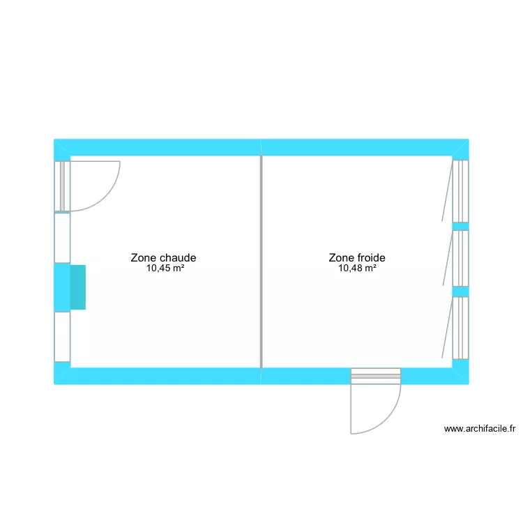 Magasin salle 112. Plan de 2 pièces et 21 m²