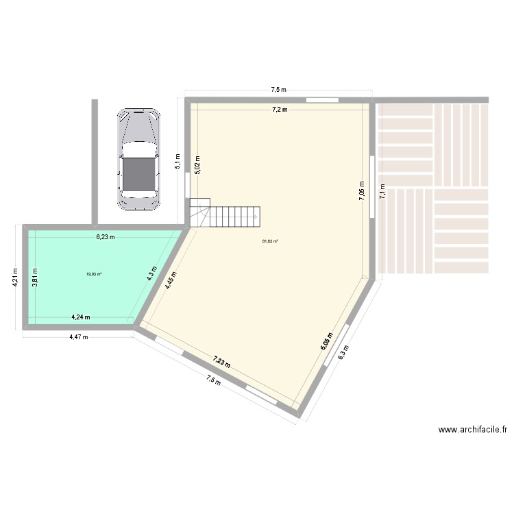 Bureau Bis. Plan de 2 pièces et 102 m2