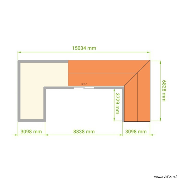 SERRE BARBIER1. Plan de 1 pièce et 62 m2