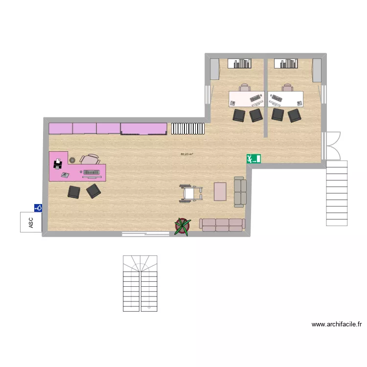 techn. communication. Plan de 1 Pièce et 80 m² techn. communication. Plan de 1 Pièce et 80 m²