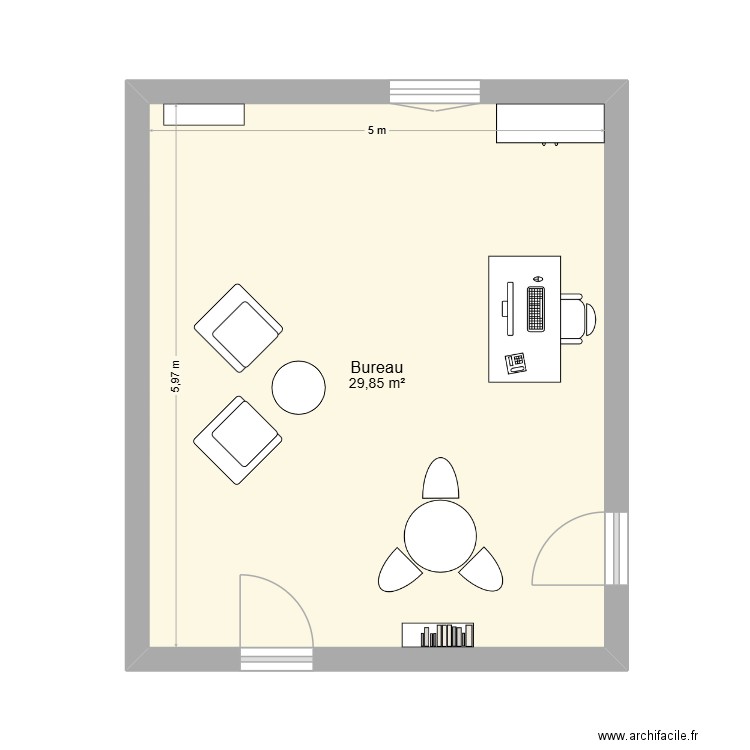 bureau. Plan de 1 pièce et 30 m2