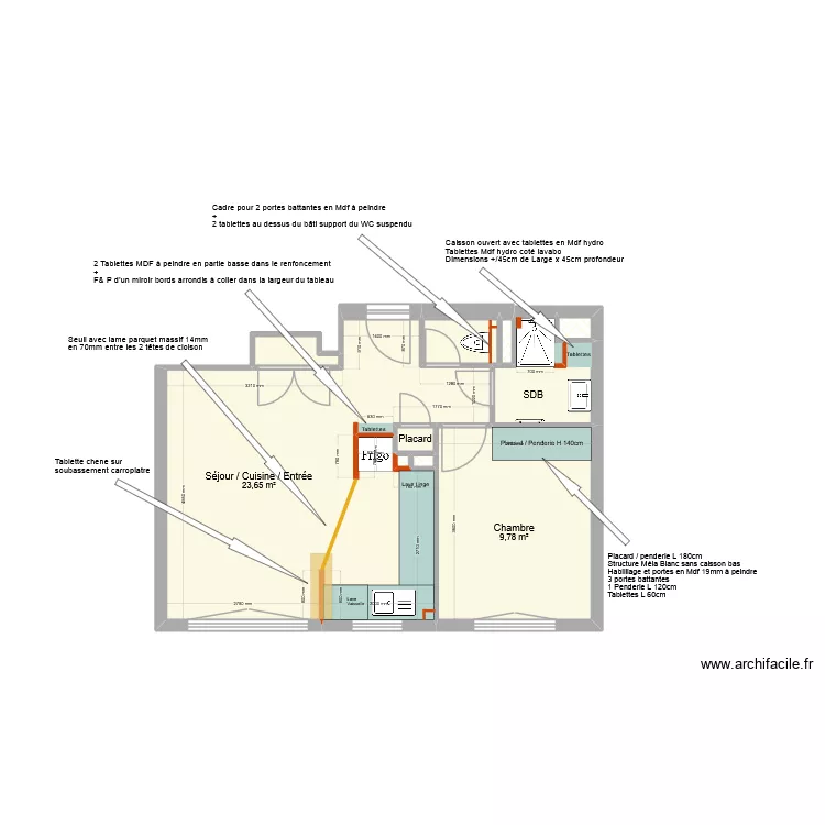106 S&egrave;vres Projet V1 Rep&eacute;rage Menuiserie. Plan de 10  et 39 m²