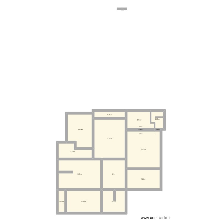 Villa 1er étage . Plan de 15 pièces et 104 m2