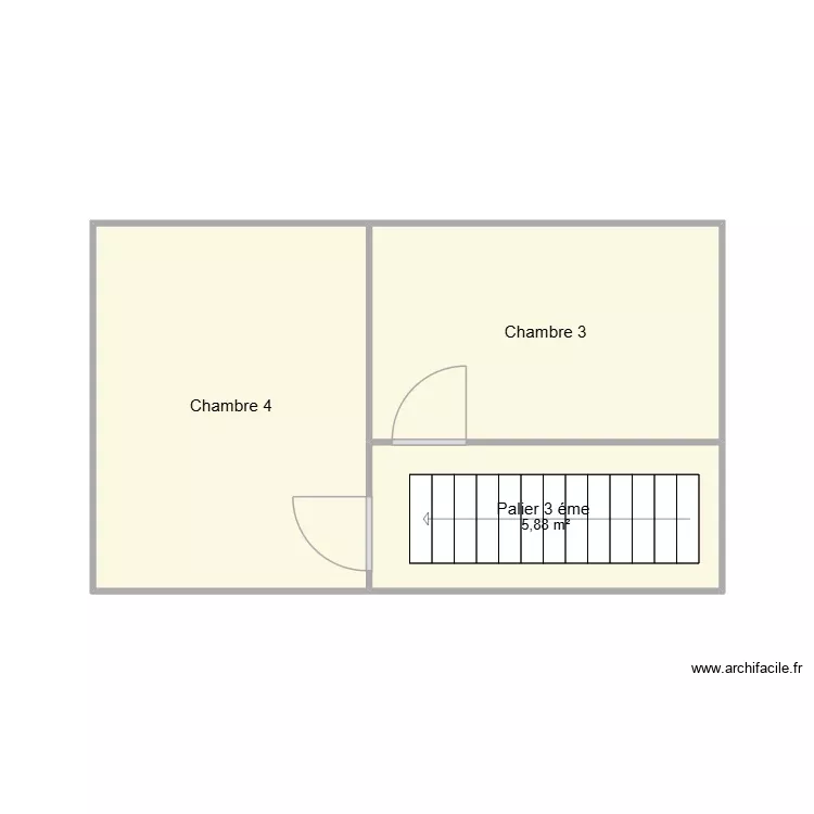 Chmabre4. Plan de 3 Pièces et 26 m²