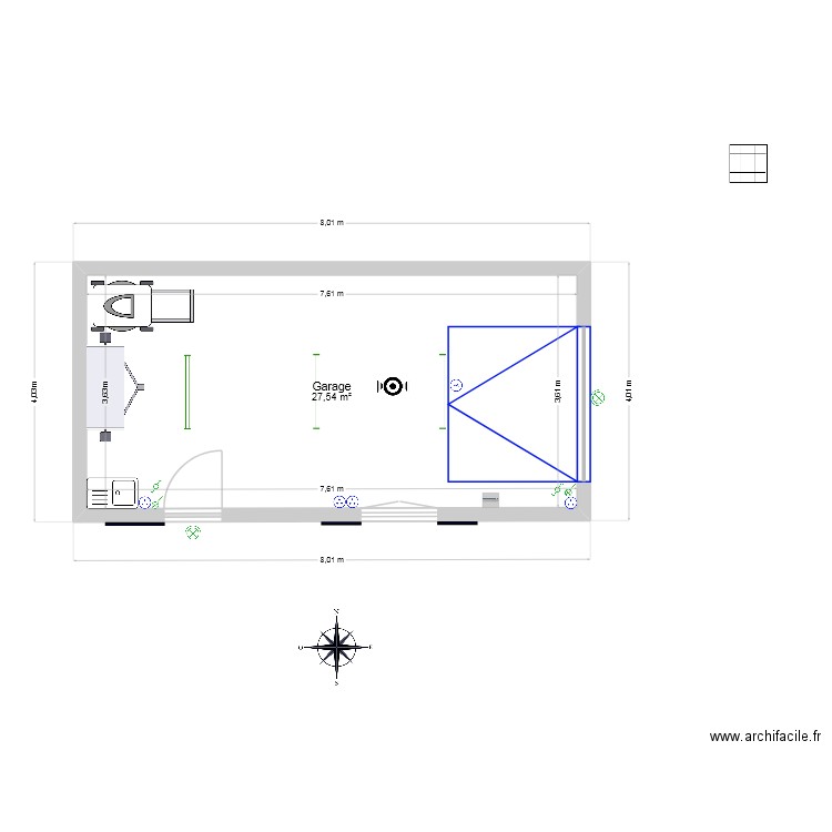 Garage. Plan de 1 pièce et 28 m2