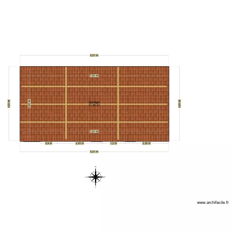 Garage. Plan de 1 pièce et 27 m² Garage. Plan de 1 pièce et 27 m²