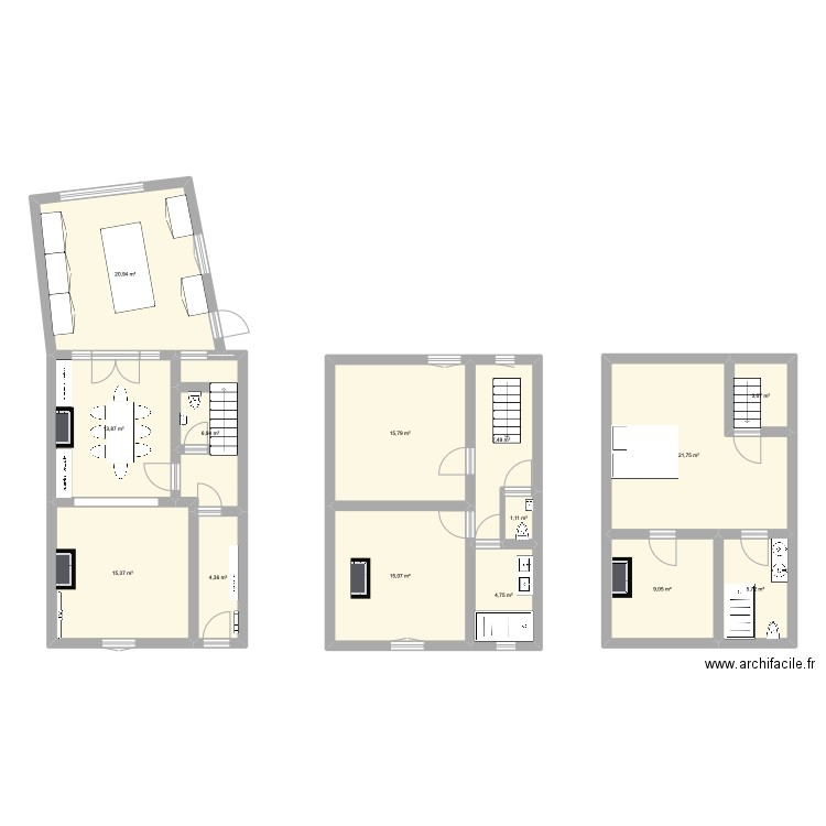 Gare v2 Papa. Plan de 14 pièces et 145 m2