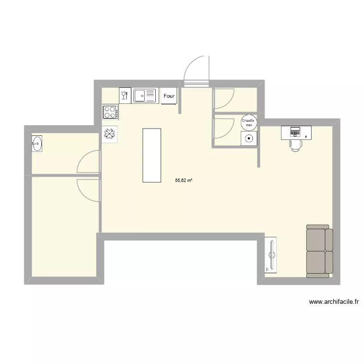 VERSION 2. Plan de 1  et 56 m²