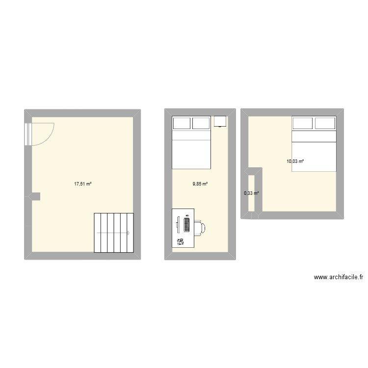 Amiens. Plan de 4 pièces et 38 m2