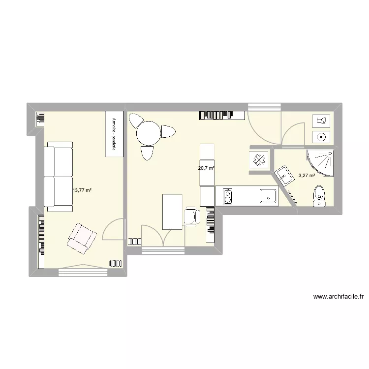 Aubervilliers. Plan de 3 pièces et 38 m² Aubervilliers. Plan de 3 pièces et 38 m²