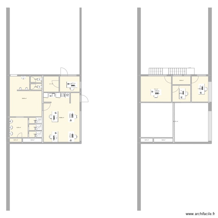 VARIANTE 2. Plan de 19 pièces et 145 m2