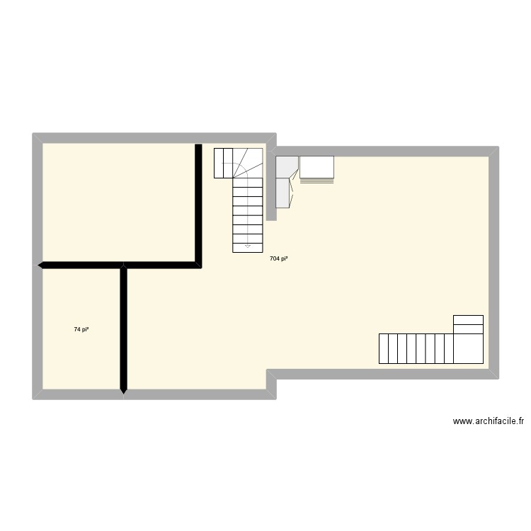 maison de campagne. Plan de 2 pièces et 72 m2