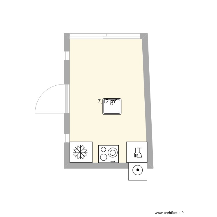 plan cuisine. Plan de 1 pièce et 7 m2