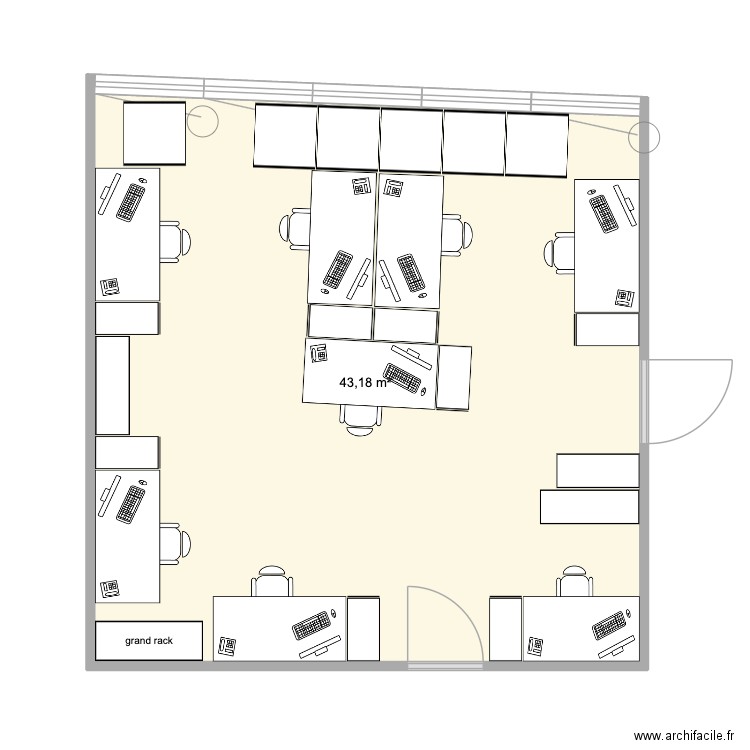 bureau CS 2025. Plan de 1 pièce et 43 m2