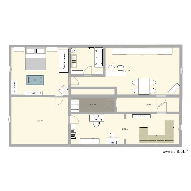 plan. Plan de 5 pièces et 122 m2