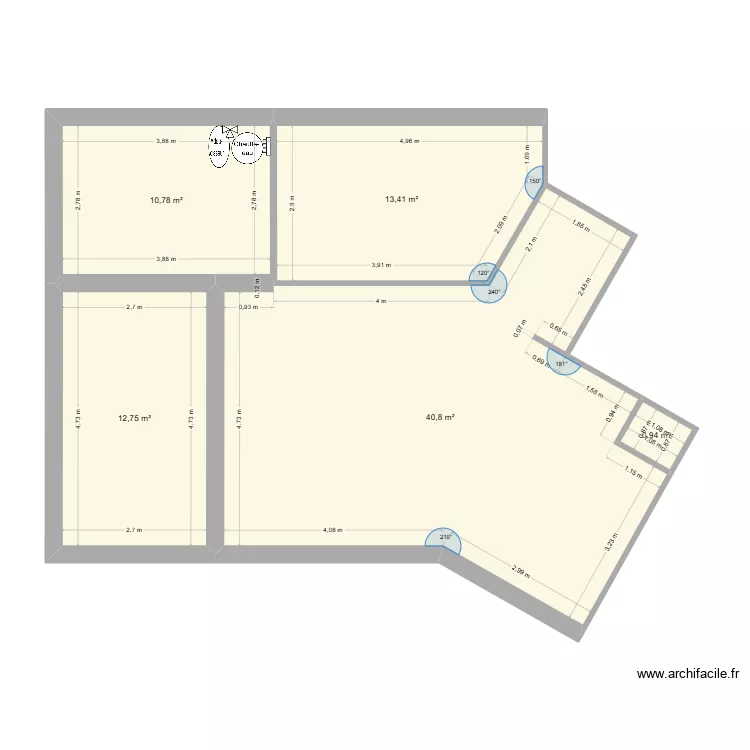 Maison Grisolles - A00. Plan de 5  et 79 m²