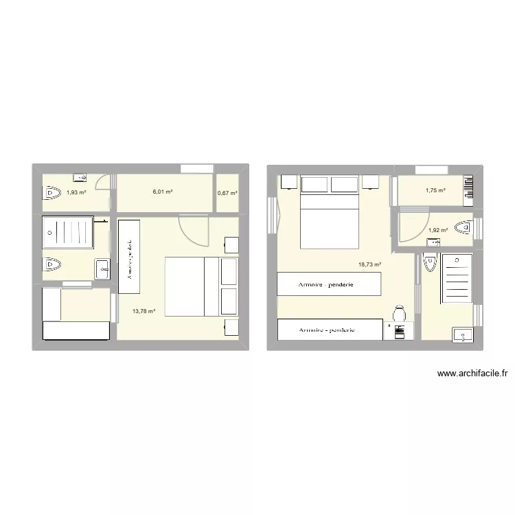 negre. Plan de 7 et 45 m² negre. Plan de 7 et 45 m²