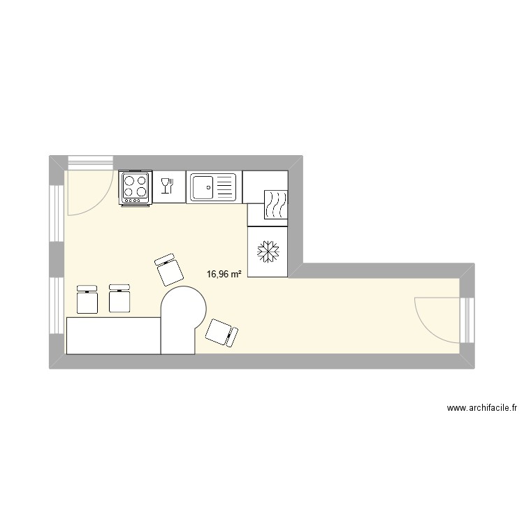 cuisine mds jussey. Plan de 1 pièce et 17 m2