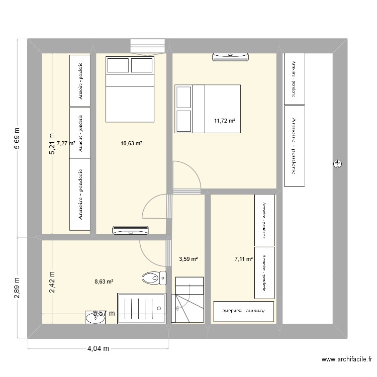 maison BLV SOUS COMBLES. Plan de 6 pièces et 49 m2