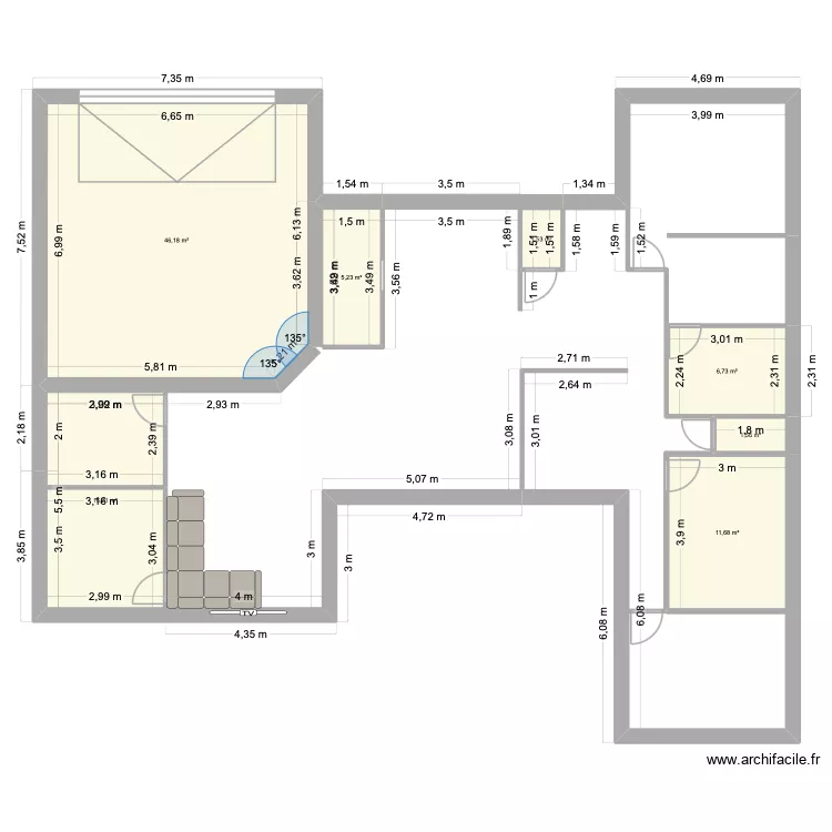 CHANT V TRIO ANA. Plan de 7 Pièces et 89 m²