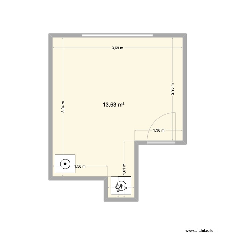 BUANDERIE. Plan de 1 pièce et 14 m2