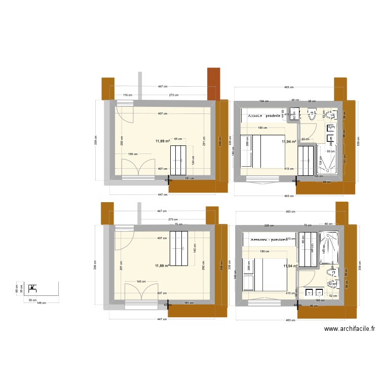 BSC atelier projet V1.1. Plan de 4 pièces et 48 m2
