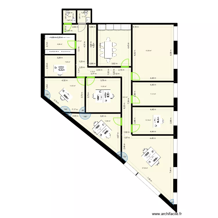 BUREAUX. Plan de 15  et 179 m²