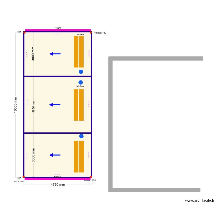 Lempereur. Plan de 3 pièces et 46 m2