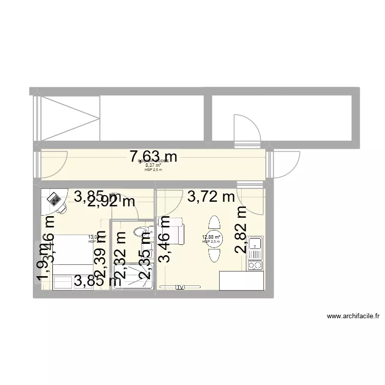 PAGA. Plan de 3  et 34 m²