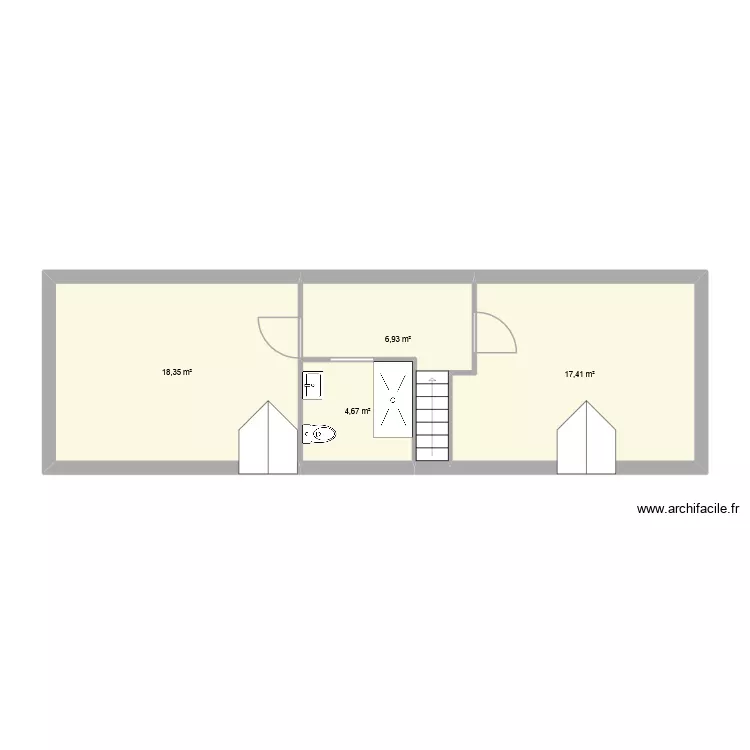 Etage origine. Plan de 4 pièces et 47 m² Etage origine. Plan de 4 pièces et 47 m²