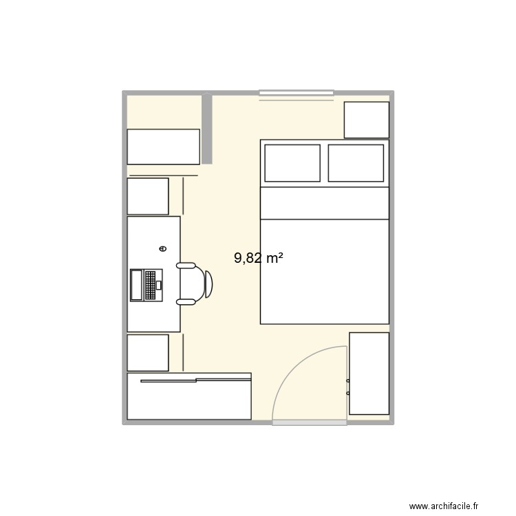 Mathéo. Plan de 1 pièce et 10 m2