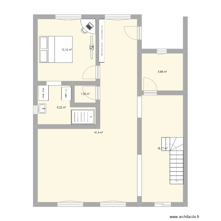 paulhan 3. Plan de 6 pièces et 84 m2