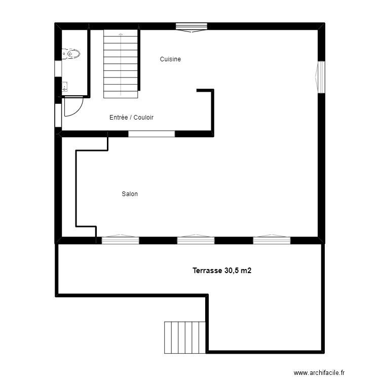 DECATOIRE RDC PROJET 7. Plan de 3 pièces et 75 m2